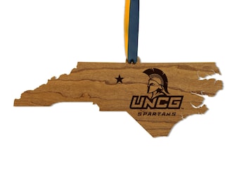 University of North Carolina Greensboro Spartans on State – Crafted from Cherry or Maple Wood