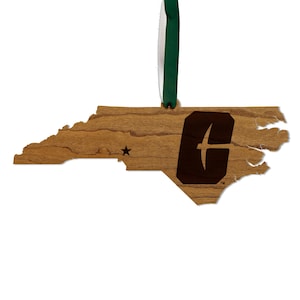 University of North Carolina at Charlotte All-In-C on State Ornament – Crafted from Cherry and Maple Wood – UNC Charlotte 49ers