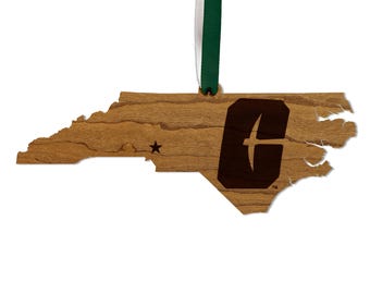 University of North Carolina at Charlotte All-In-C on State Ornament – Crafted from Cherry and Maple Wood – UNC Charlotte 49ers