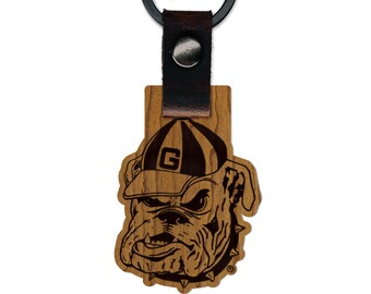 Georgia Beanie Wooden Keychain – Crafted from Cherry or Maple Wood