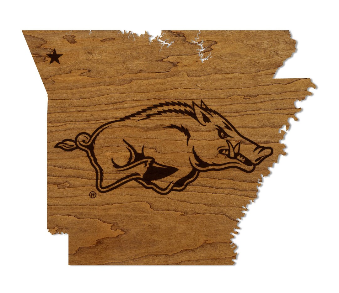 University of Arkansas Razorback on State Wall Hanging – Crafted From ...