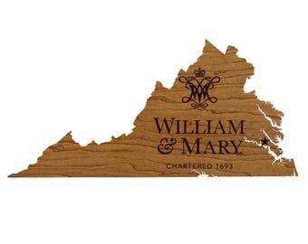 William and Mary Logo on State Wall Hanging - Crafted from Cherry and Maple Wood