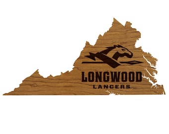 Longwood University Lancers on State Wall Hanging - Crafted from Cherry and Maple Wood