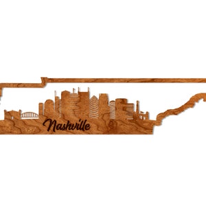 Nashville,  Tennessee Skyline Wall Hanging – Crafted from Cherry and Maple Wood