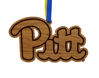University of Pittsburgh Pitt Ornament – Crafted from Cherry and Maple Wood