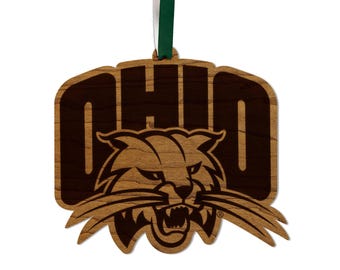 Ohio University Bobcats Ornament – Crafted from Cherry and Maple Wood