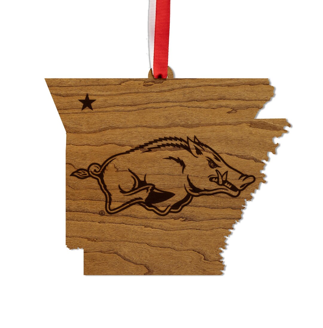 Large Wood Razorback Sign University of Arkansas Razorbacks on State Ornament – Crafted From ...