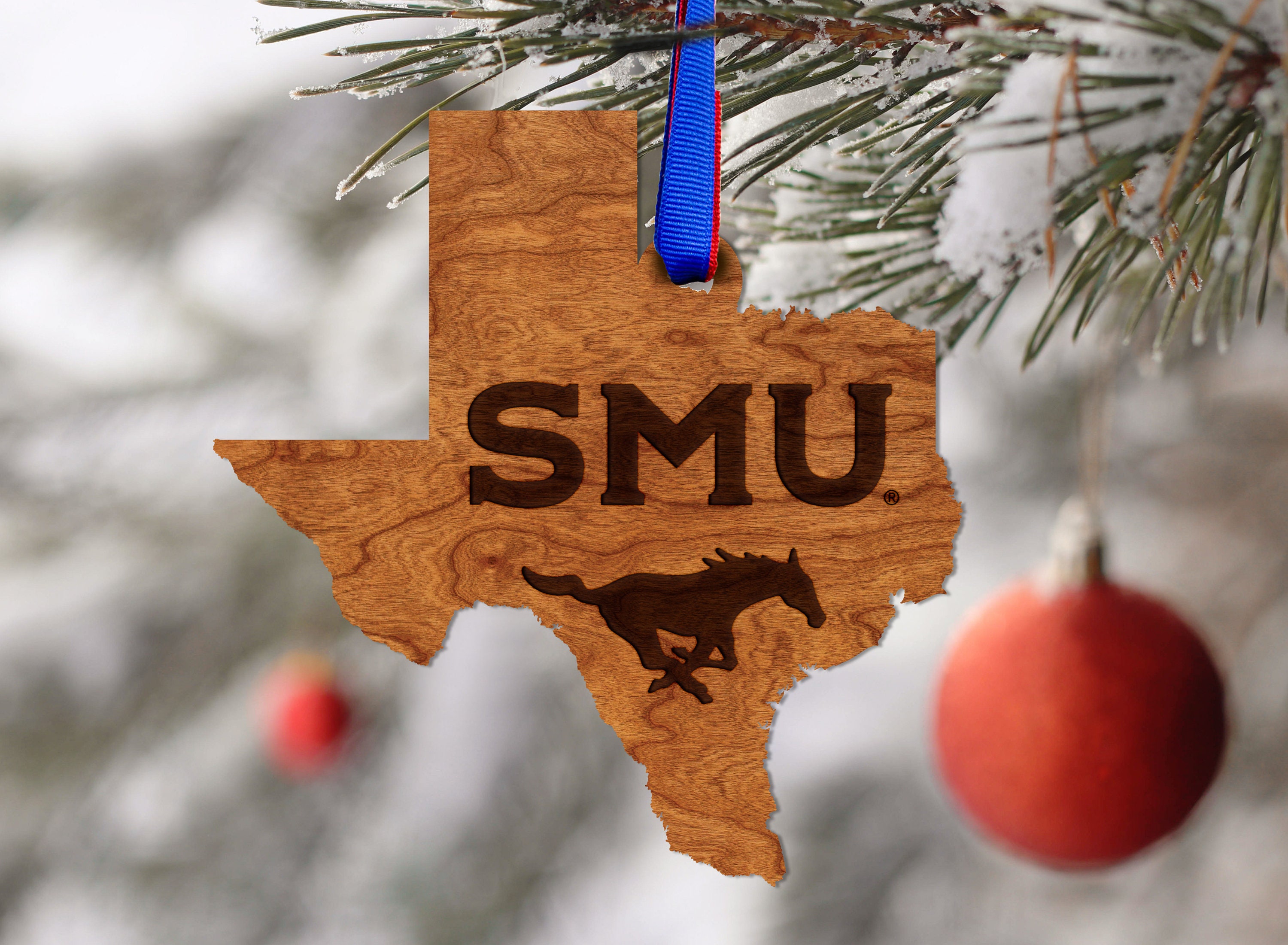 Southern Methodist Mustangs Ornament –Crafted from Cherry and Maple Wood– Click to see Multiple Designs Available– SMU Southern Methodist Mustangs Ornament –Crafted from Cherry and Maple Wood– Click to see Multiple Designs Available– SMU