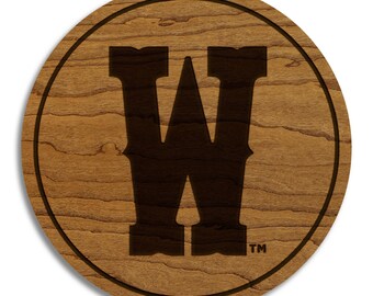 University of Wyoming W Coaster – Crafted from Cherry or Maple Wood