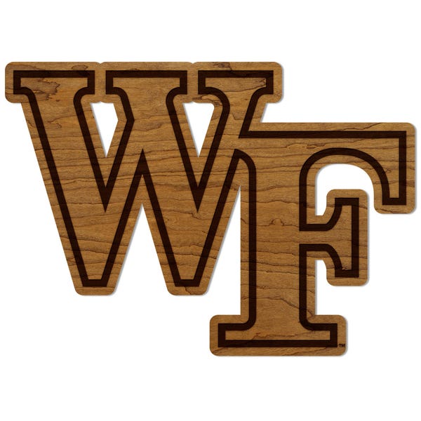 Wake Forest University WF Logo Wall Hanging - Crafted from Cherry and Maple Wood - Wake Forest Demon Deacons