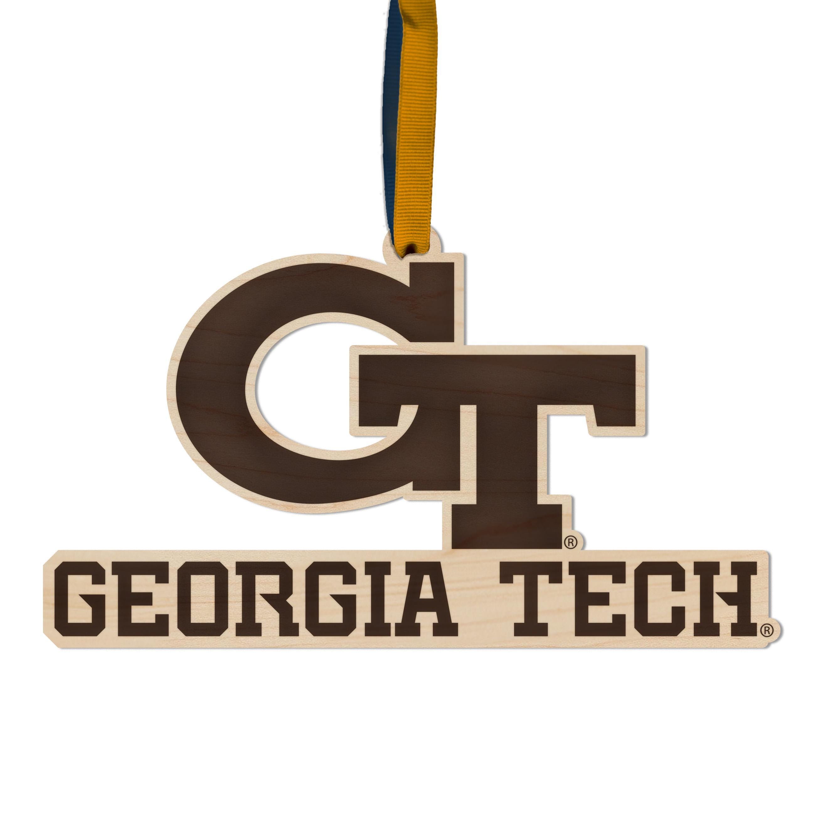 Georgia Tech Primary Logo Ornament - Crafted From Cherry or Maple