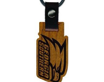Georgia Southern Eagles Wooden Keychain – Crafted from Cherry or Maple Wood