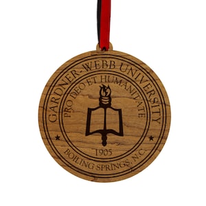 Gardner Webb University Seal Ornament – Crafted from Cherry Wood