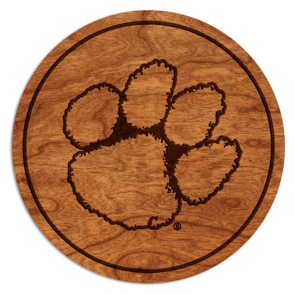 Clemson Tigers Coaster – Crafted from Cherry or Maple Wood – Clemson University