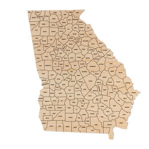 Georgia County Map Wall Hanging - Crafted from Cherry or Maple Wood