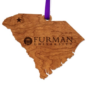 Furman University Ornament – Crafted from Cherry Wood or Maple Wood