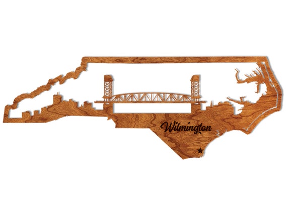 Wilmington North Carolina Skyline Wall Hanging – Crafted from Cherry Wood
