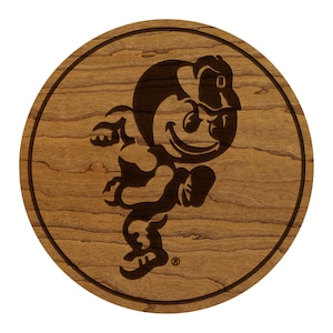 Ohio State University Brutus Coaster – Crafted from Cherry or Maple Wood – Ohio State Buckeyes