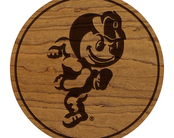 Ohio State University Brutus Coaster – Crafted from Cherry or Maple Wood – Ohio State Buckeyes