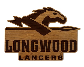 Longwood University Lancers Wall Hanging - Crafted from Cherry and Maple Wood