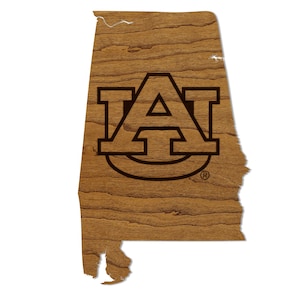 Auburn University on State Magnet - Crafted from Cherry or Maple Wood - Auburn Tigers