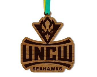 University of North Carolina Wilmington Seahawks Ornament – Crafted from Cherry and Maple Wood