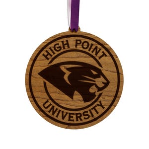 High Point University Panthers Ornament – Crafted from Cherry Wood or Maple Wood – High Point Panthers