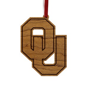 Oklahoma University OU Ornament – Crafted from Cherry and Maple Wood – Oklahoma University Sooners