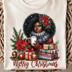 Black Girl Christmas Clipart,  Christmas Illustrations Black Girl, Christmas Clip Art, Black Woman Winter Christmas Clipart