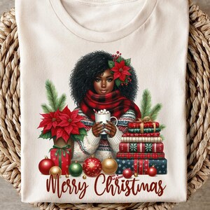 Black Girl Christmas Clipart,  Christmas Illustrations Black Girl, Christmas Clip Art, Black Woman Winter Christmas Clipart