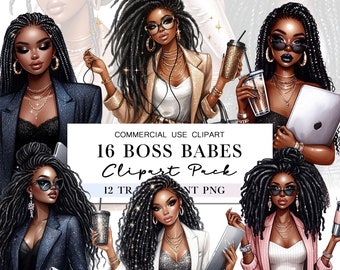 Black Girl Boss Babe Art, Planner Girl Clipart Journal Clip Art, Crafty Girl Clip Art, Black Girl Clipart, Planner Stickers, Watercolor