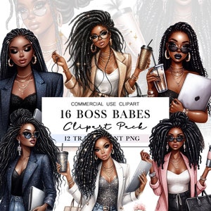 Black Girl Boss Babe Art, Planner Girl Clipart Journal Clip Art, Crafty Girl Clip Art, Black Girl Clipart, Planner Stickers, Watercolor