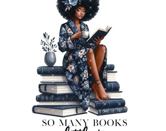 Black Girls Reading Clipart, Book Lover Clipart, Self Love Clipart, Black Girl Reading, Girl With Coffee Clipart, Black Girl Art Introvert