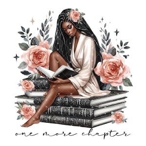 Black Girls Reading Clipart, Book Lover Clipart, Self Love Clipart, Black Girl Reading, Girl With Coffee Clipart, Black Girl Art Introvert