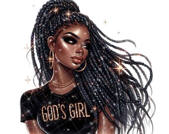 Black Girl Faith Clipart, Black Woman Faith Sublimation File, Black Girl Braids, Jesus and Faith Sublimation PNG, Tshirt Mugs Tumblers