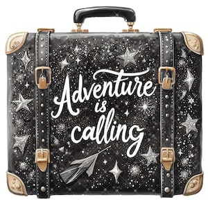 Clipart valise, voyage aquarelle, valise mignonne PNG, bagage floral, album de vacances, clipart PNG, voyage PNGpbook, téléchargement immédiat,