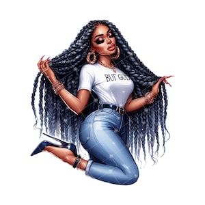 Black Woman Blessed Sublimation File, Black Girl Clipart, Black Girl Faith Sublimation PNG Files, African American, Christian Faith