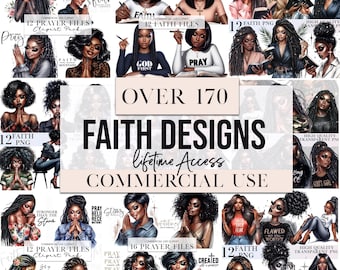Schwarze Frauen beten Bundle, schwarze Mädchen Glaube Clipart, Jesus Glaube Bibel Sublimation PNG-Dateien, Afroamerikaner, Schwarzes Mädchen Clipart Bundle