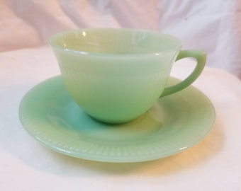Fire King Jadeite Jane Ray cup and saucer