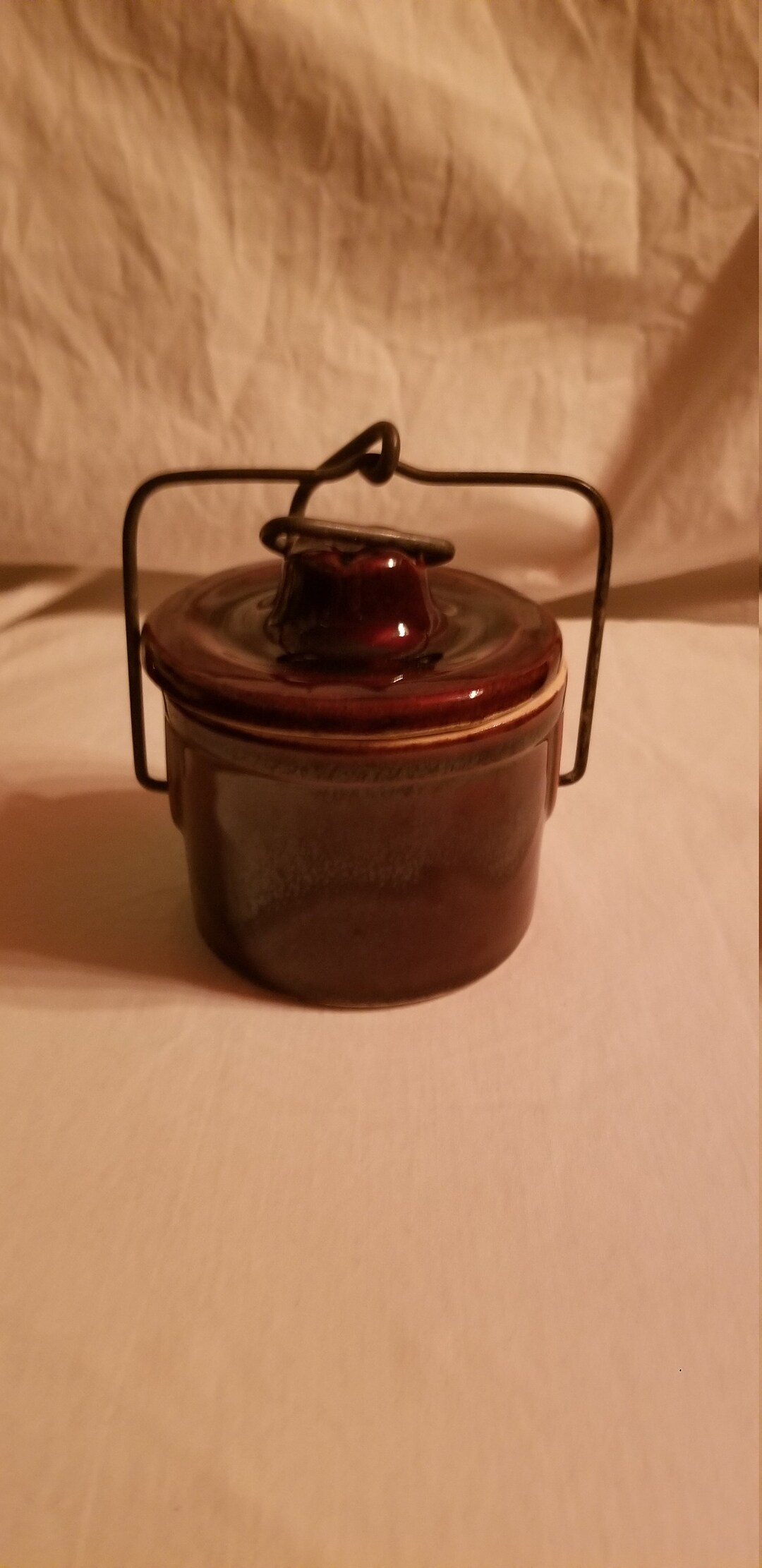 Brown Glazed Ceramic Kitchen Container With Lid Etsy