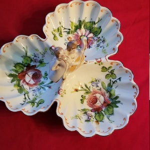 T.T. Takito Hand painted Japan 3 section dish