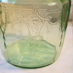 Depression glass Cameo cookie jar