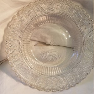 Give Us This Day Our Daily Bread Dewdrop Early American Pressed glass plate