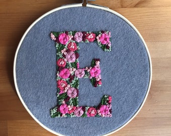 Floral Letter "N" HandEmbroidery Pattern/ Digital PDF Download / Instant Download Floral Hand Embroidery / Instructions & Letter pattern PDF