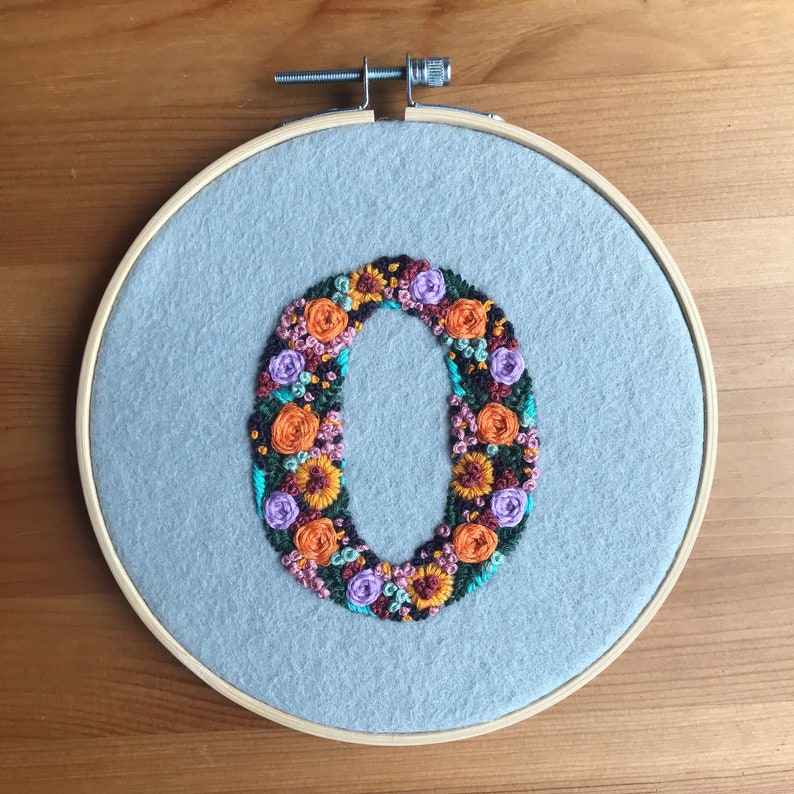 Floral Letter E HandEmbroidery Pattern Digital PDF Download Instant Download Floral Hand Embroidery Instructions /& Letter pattern PDF