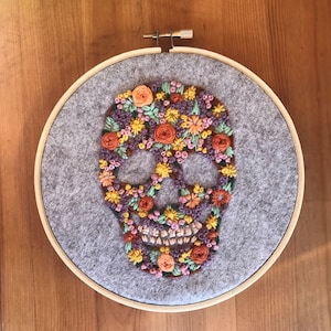 Floral SKULL Hand Embroidery Pattern/ Digital PDF Download /Instant Download Floral Hand Embroidery/Instructions & Infinity Sign pattern PDF
