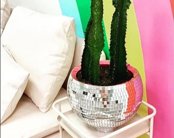 Aangepaste 12" Inch Disco Ball Planter. Disco Vaas. Uniek cadeau. Spiegelbol Decor. Plantaccessoires. Disco Decor.