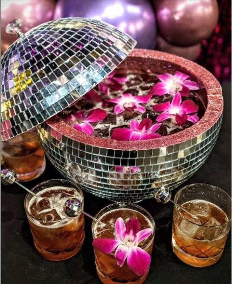 12 Inch Custom Disco Ball Punch Bowl. Bar Cart Decor. Bar Etsy