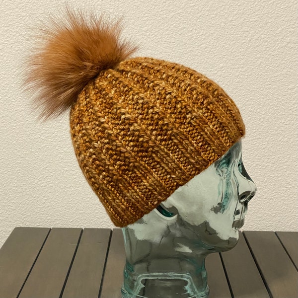 Squishy Split Rib Hat Knit Pattern Bulky Yarn