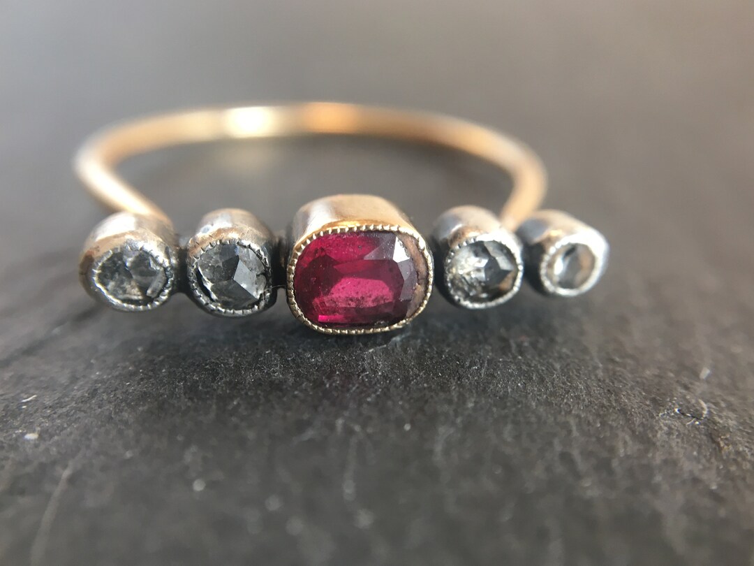 Hungarian 14k Garnet and Diamond Ring Ring Conversion - Etsy